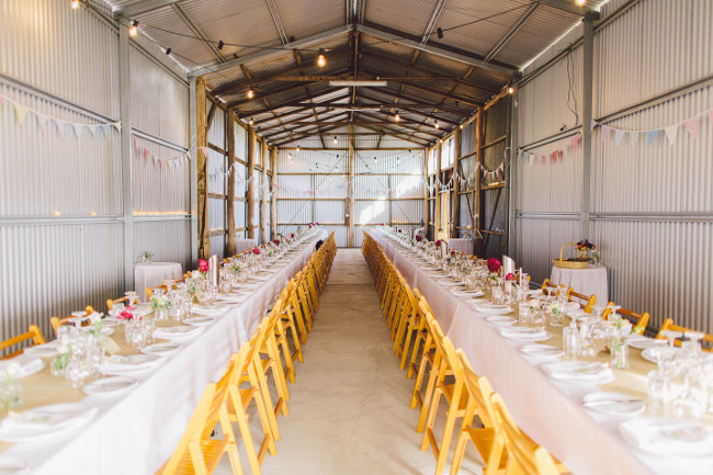Gippsland Weddings - Food and Event - Wedding tables in barn